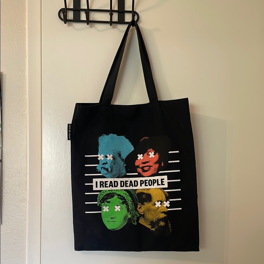 Black Tote Bag with Graphic Print